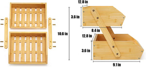 Bamboo Basket/ Kitchen Counter Stand 2-3 Tier Rack/ Home Storage Tiered Bowl/ Display Tray Holder for Bread, Fruit, Vegetables & Snacks