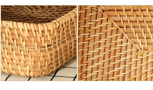 Wicker Baskets Trays Rattan Serving Tray Rectangle Vanity Basket Set of 3 for Bathroom Woven Storage and Organizer for Kitchen Coffee Table Trays for Living Room Home Deco