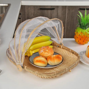 Hand Woven Fruit and Snack Wicker Basket/Natural Bamboo Food Cover/Woven Bamboo Basket with Cover/Bamboo Food Storage/ / Home Decoration