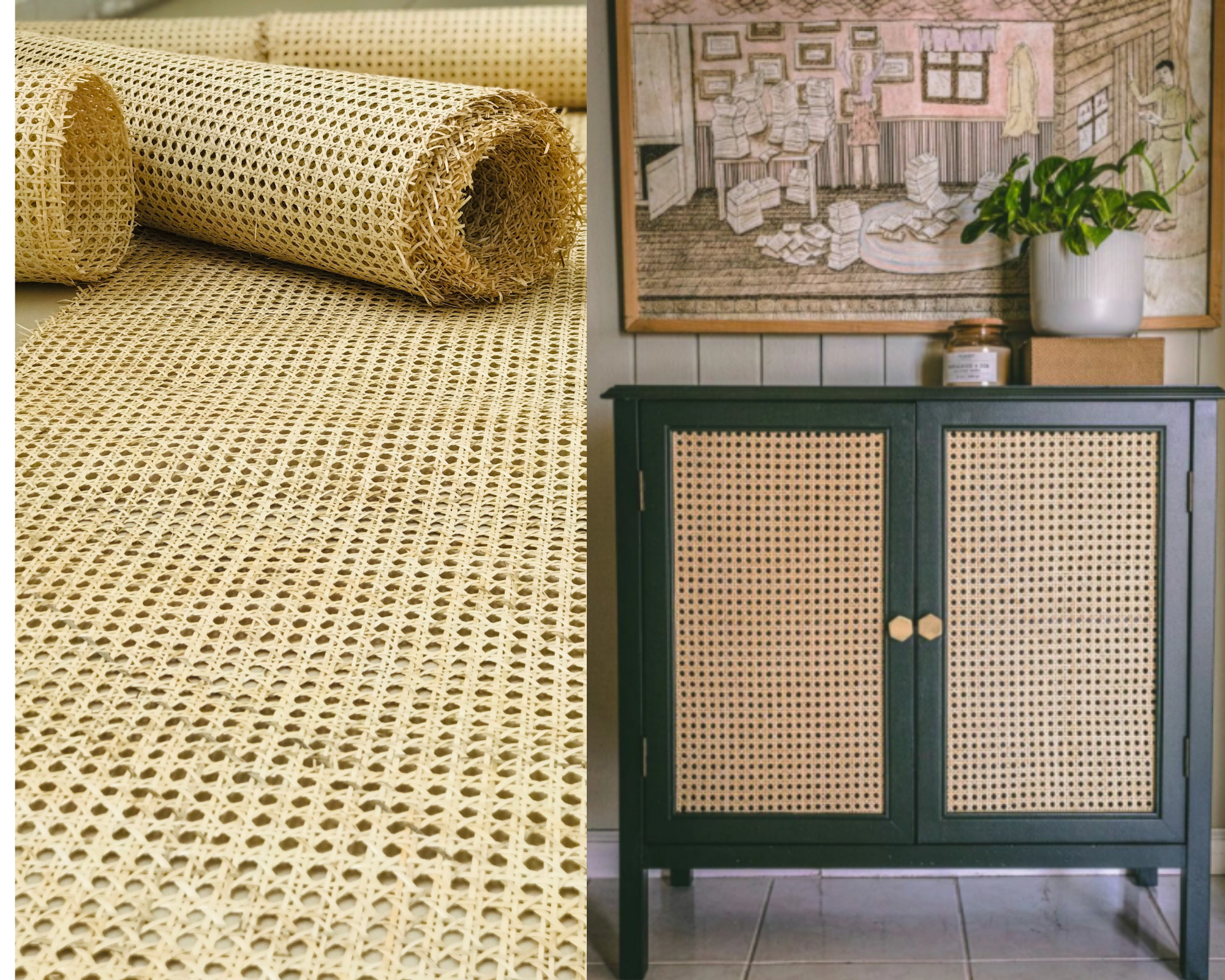 Natural Square Rattan Webbing for Caning Chair, DIY: WIDTH 36 - Rattan  Fabric