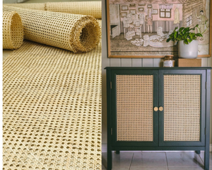 Width 18/24/36"- SPECIAL DISCOUNT - 100% Natural Hexagon Rattan Cane Webbing Roll, Rattan for Rattan Cabinet, Rattan Console, DIY Interiors