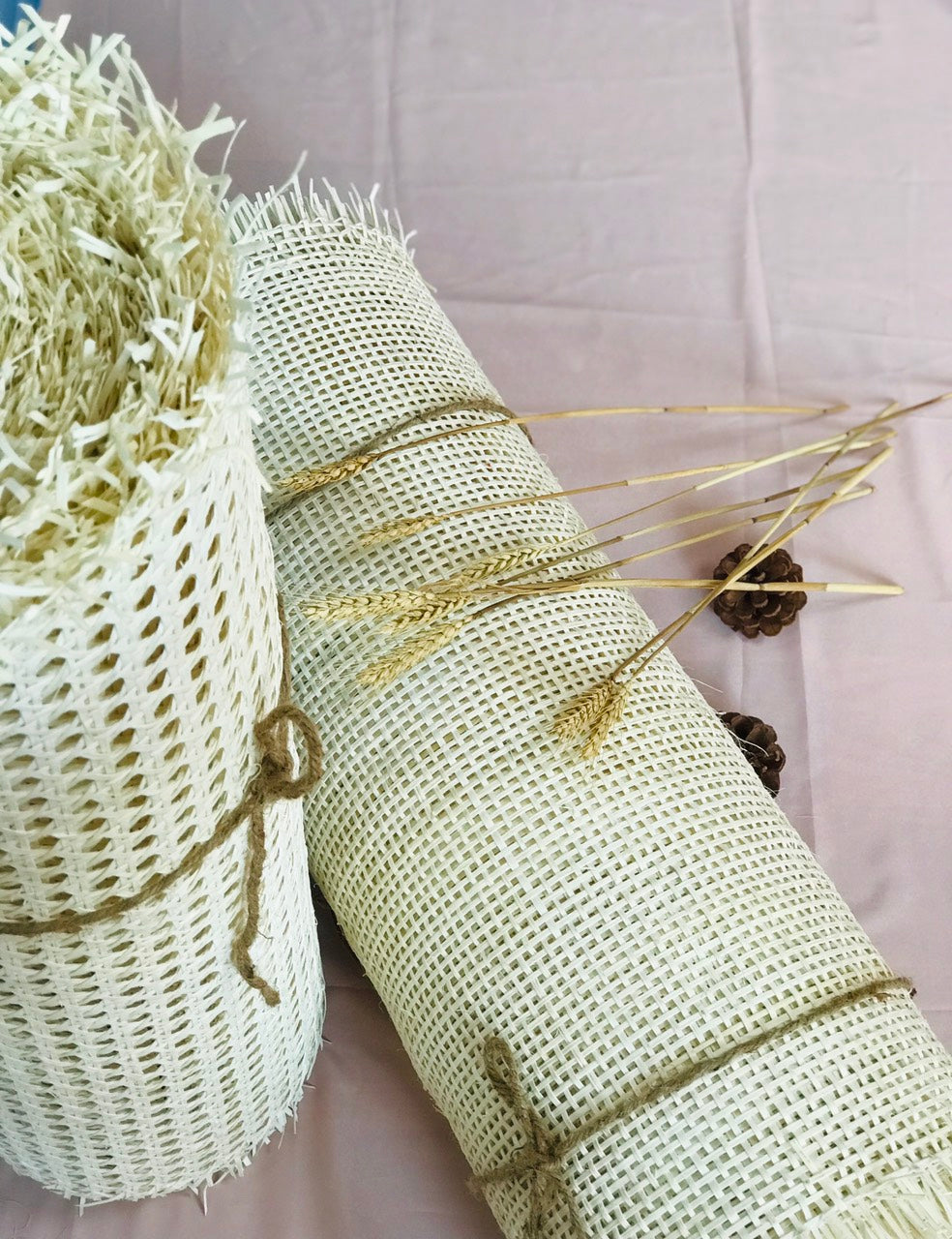 Width 18”/24''/36” Bleached/ White/ Creamy Hexagon Rattan Cane Webbing - 100% Natural for Furniture/Decorations/DIY and restoration